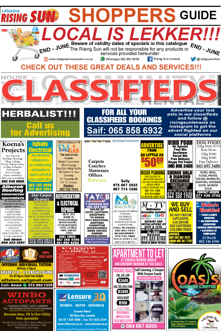 Rising Sun Lenasia Shoppers Guide End – June page 1