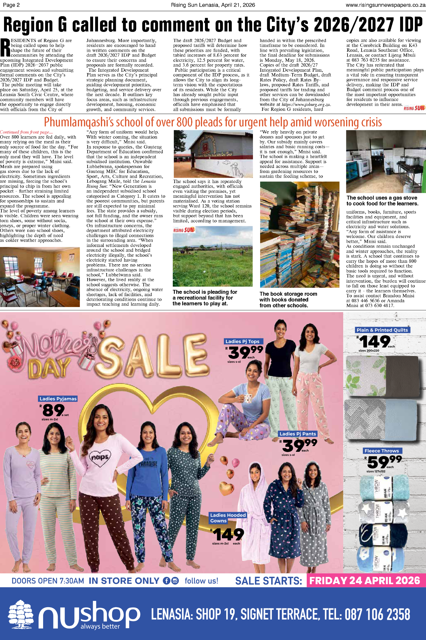Rising Sun Lenasia E-Paper, April 21, 2026 page 2
