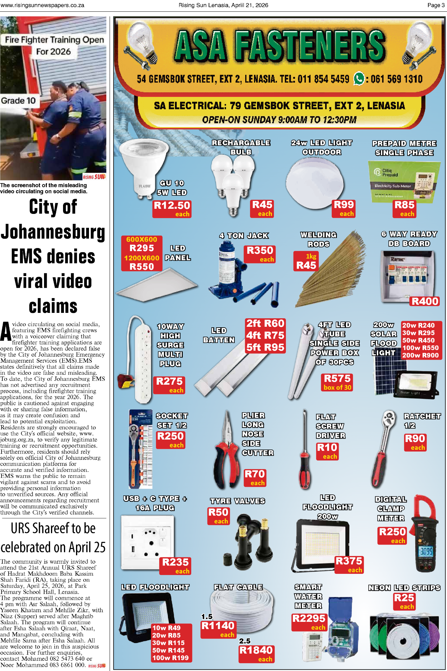Rising Sun Lenasia E-Paper, April 21, 2026 page 3