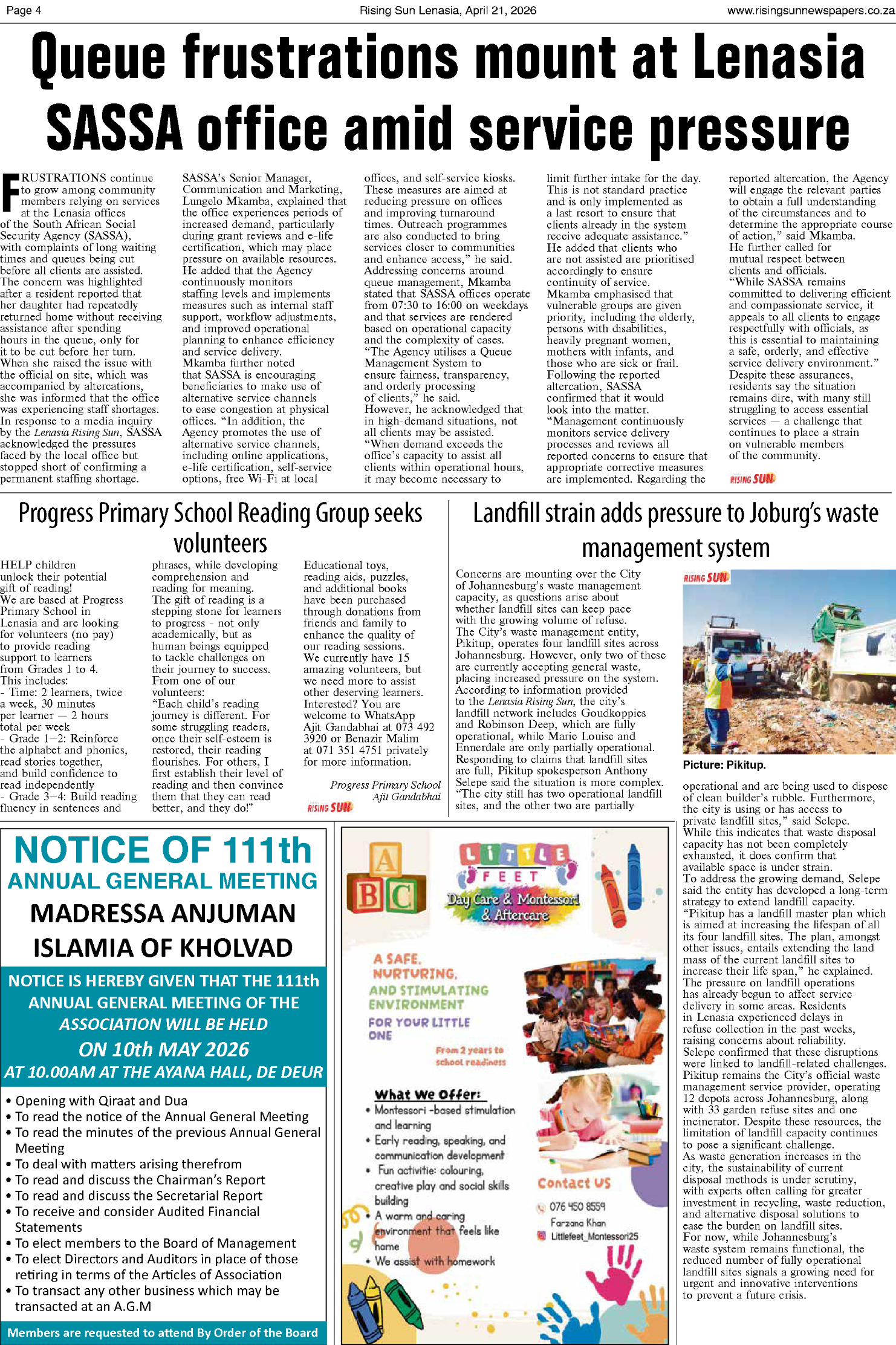 Rising Sun Lenasia E-Paper, April 21, 2026 page 4