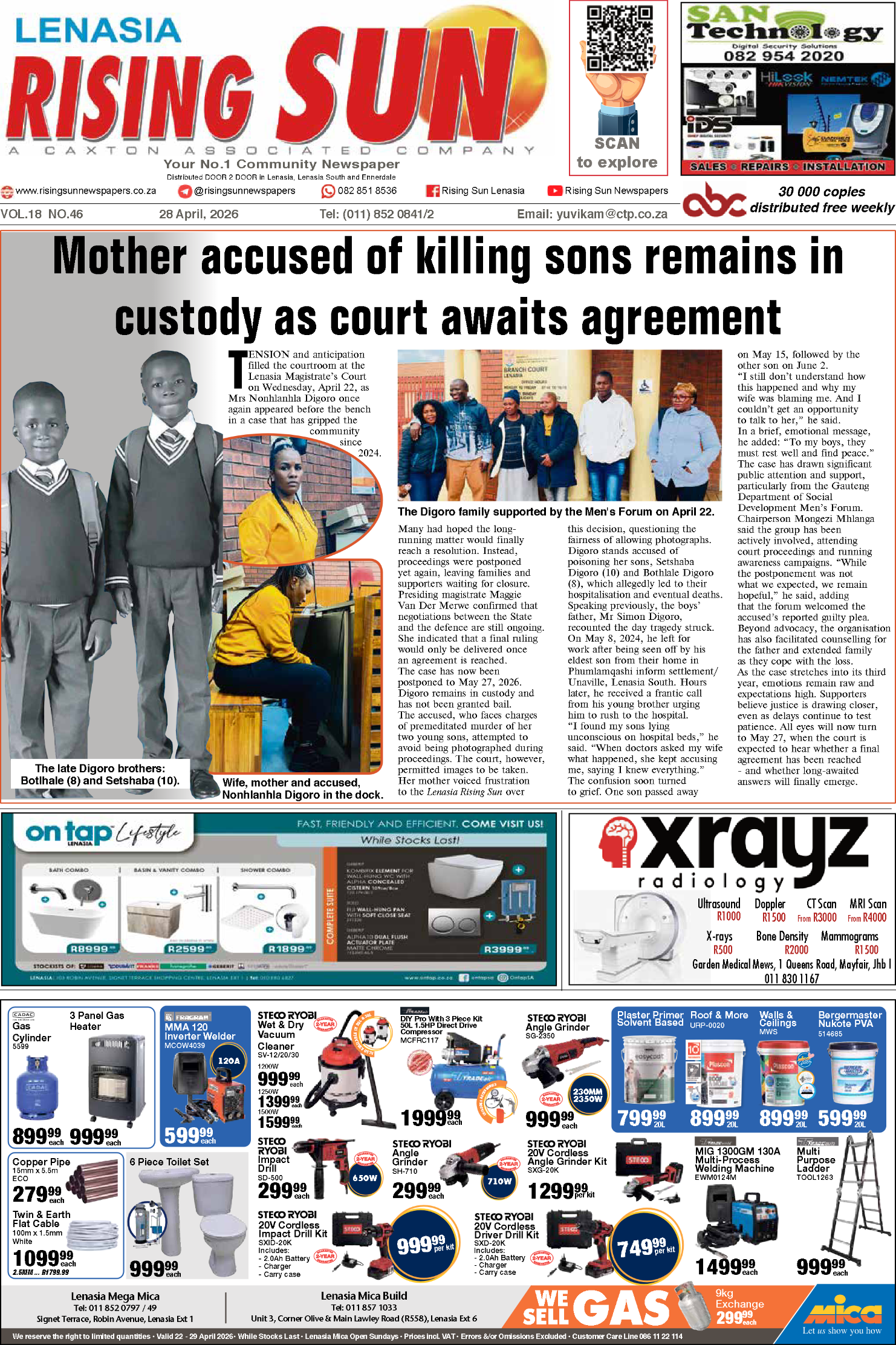 Rising Sun Lenasia E-Paper, April 28, 2026 page 1