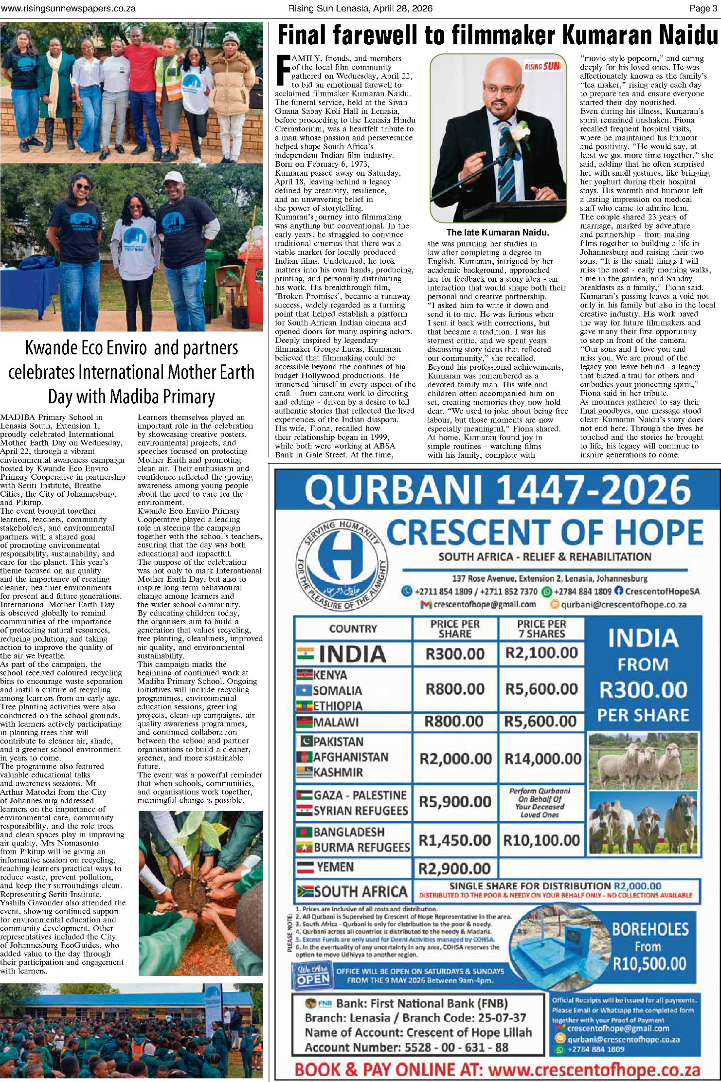Rising Sun Lenasia E-Paper, April 28, 2026 page 3