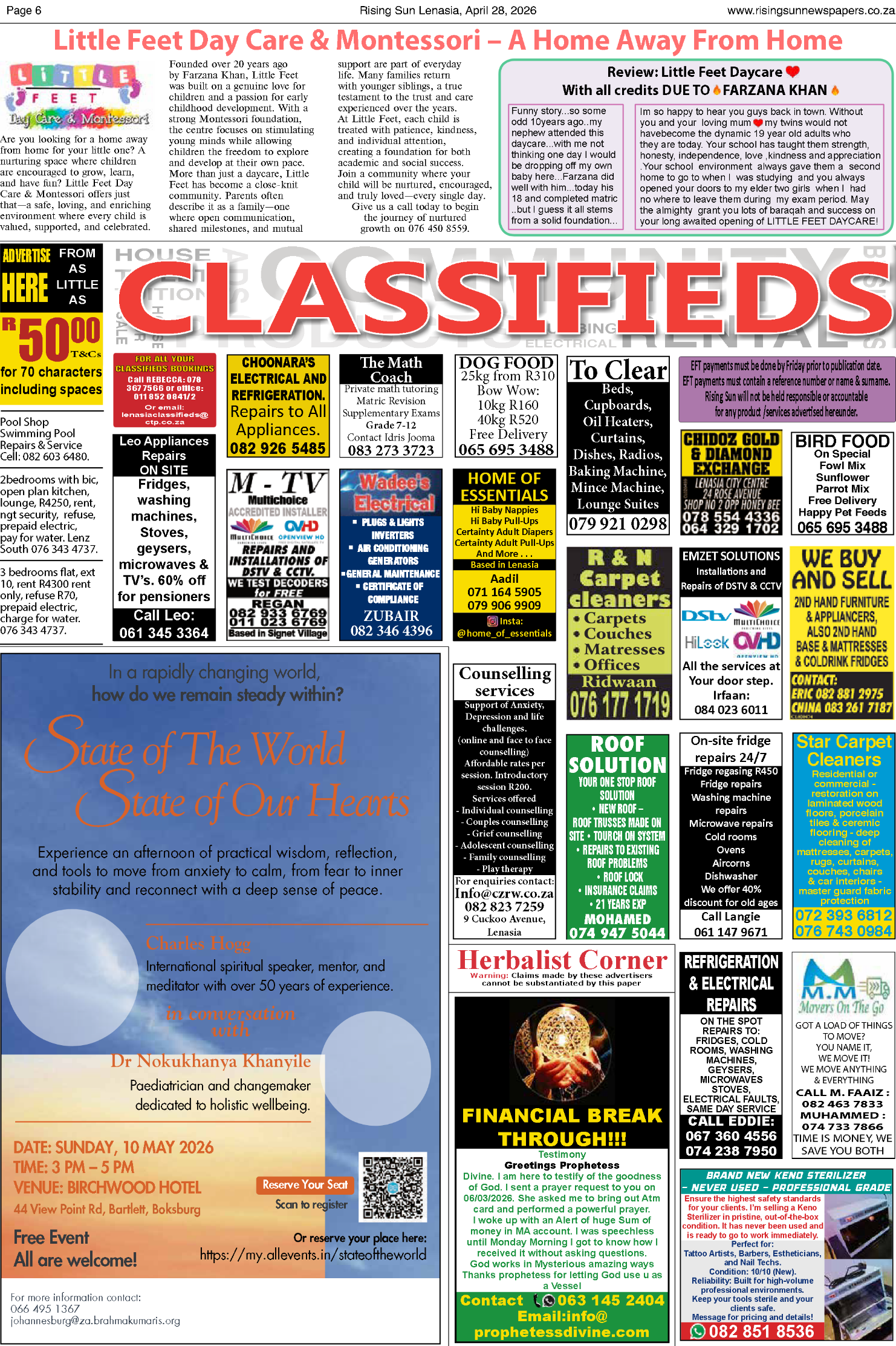 Rising Sun Lenasia E-Paper, April 28, 2026 page 6