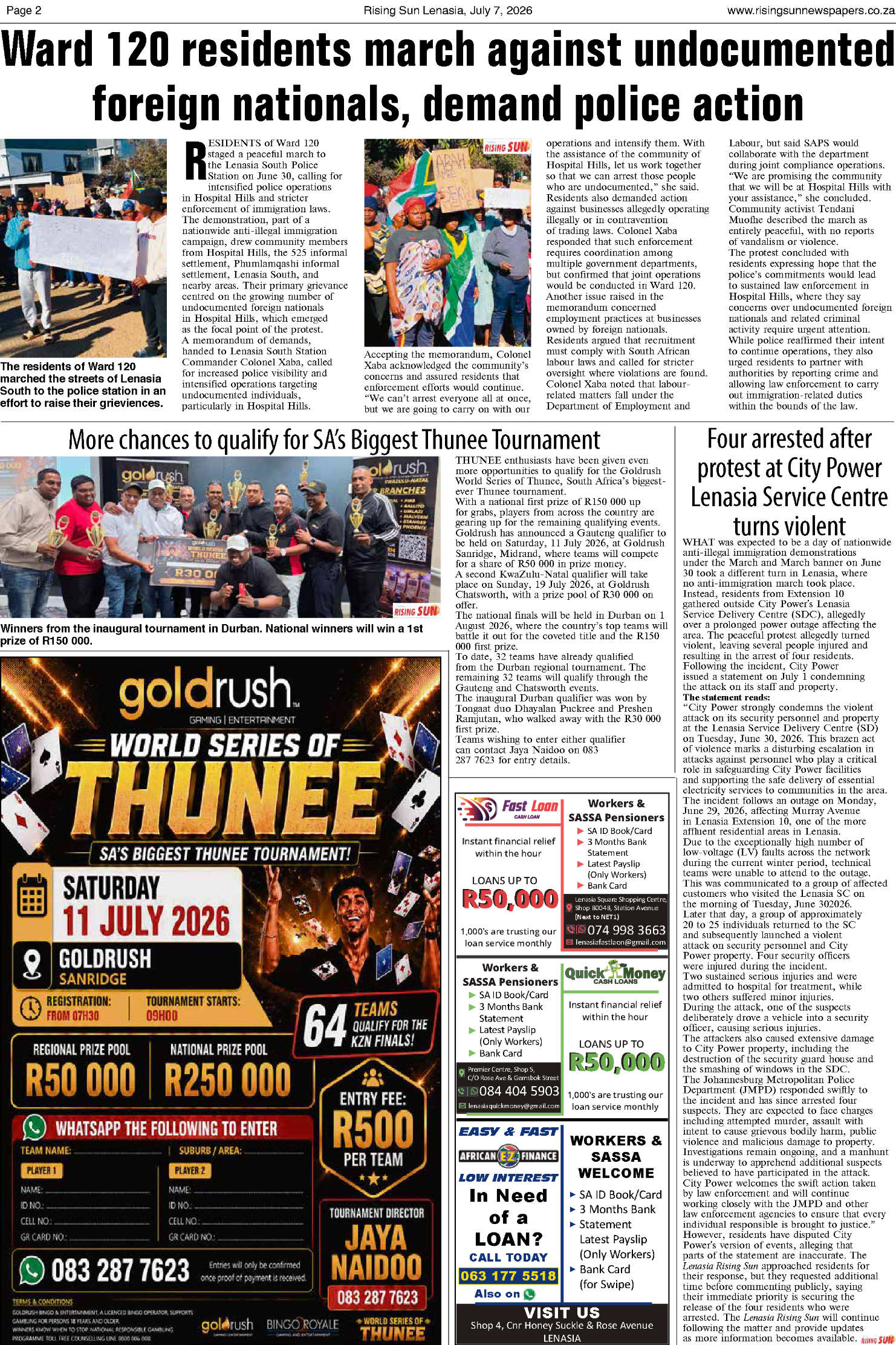Rising Sun Lenasia E-Paper, July 7, 2026 page 2