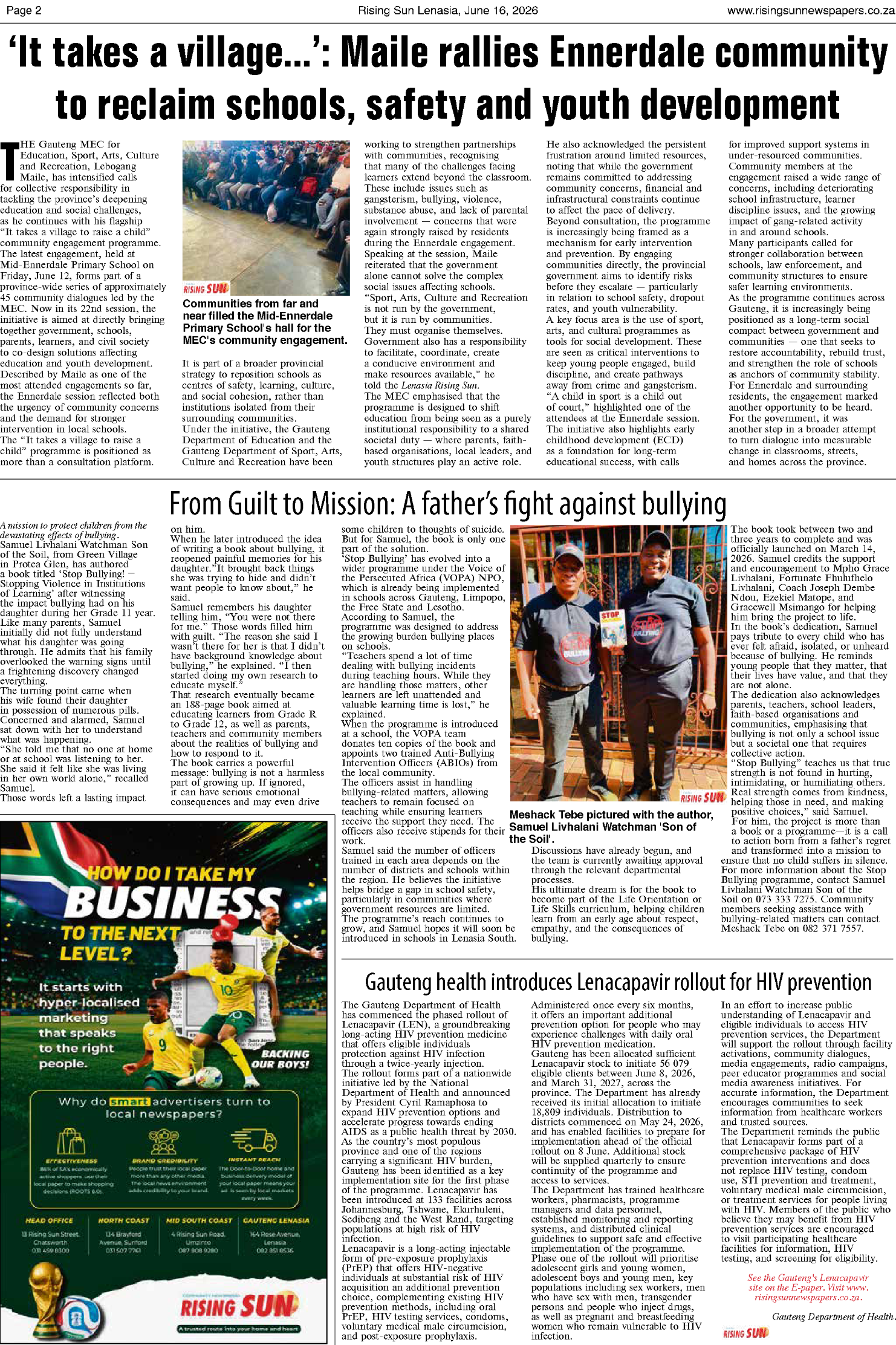 Rising Sun Lenasia E-Paper, June 16, 2026 page 2