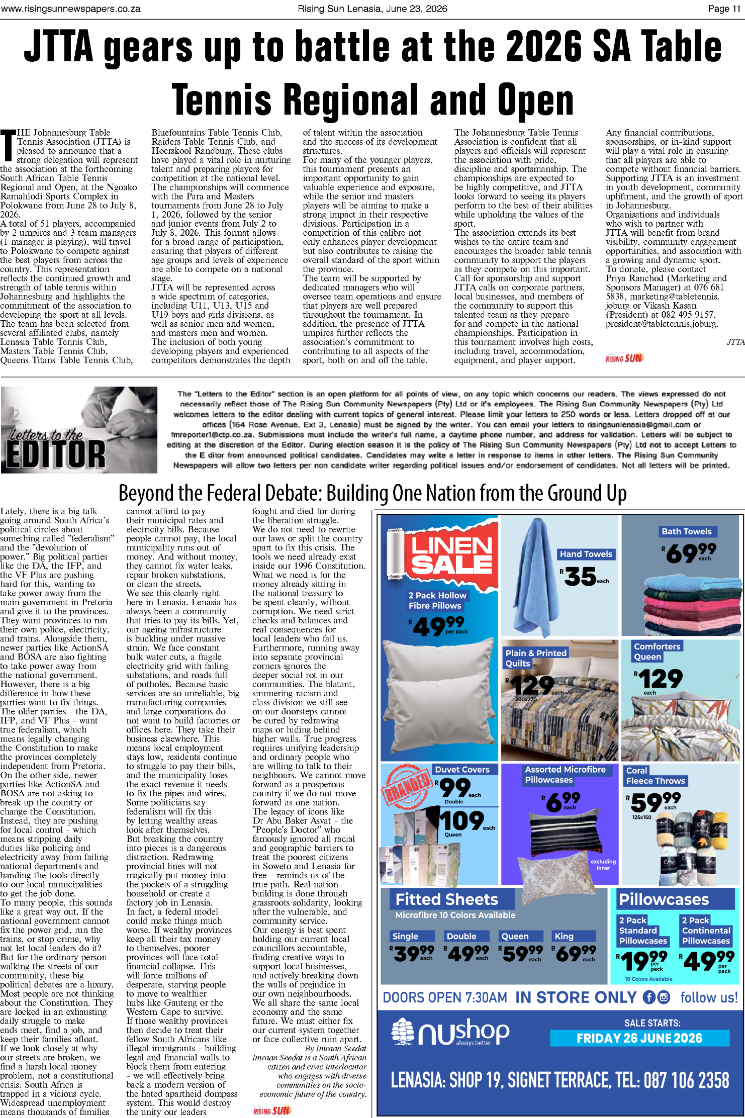 Rising Sun Lenasia E-Paper, June 23, 2026 page 11
