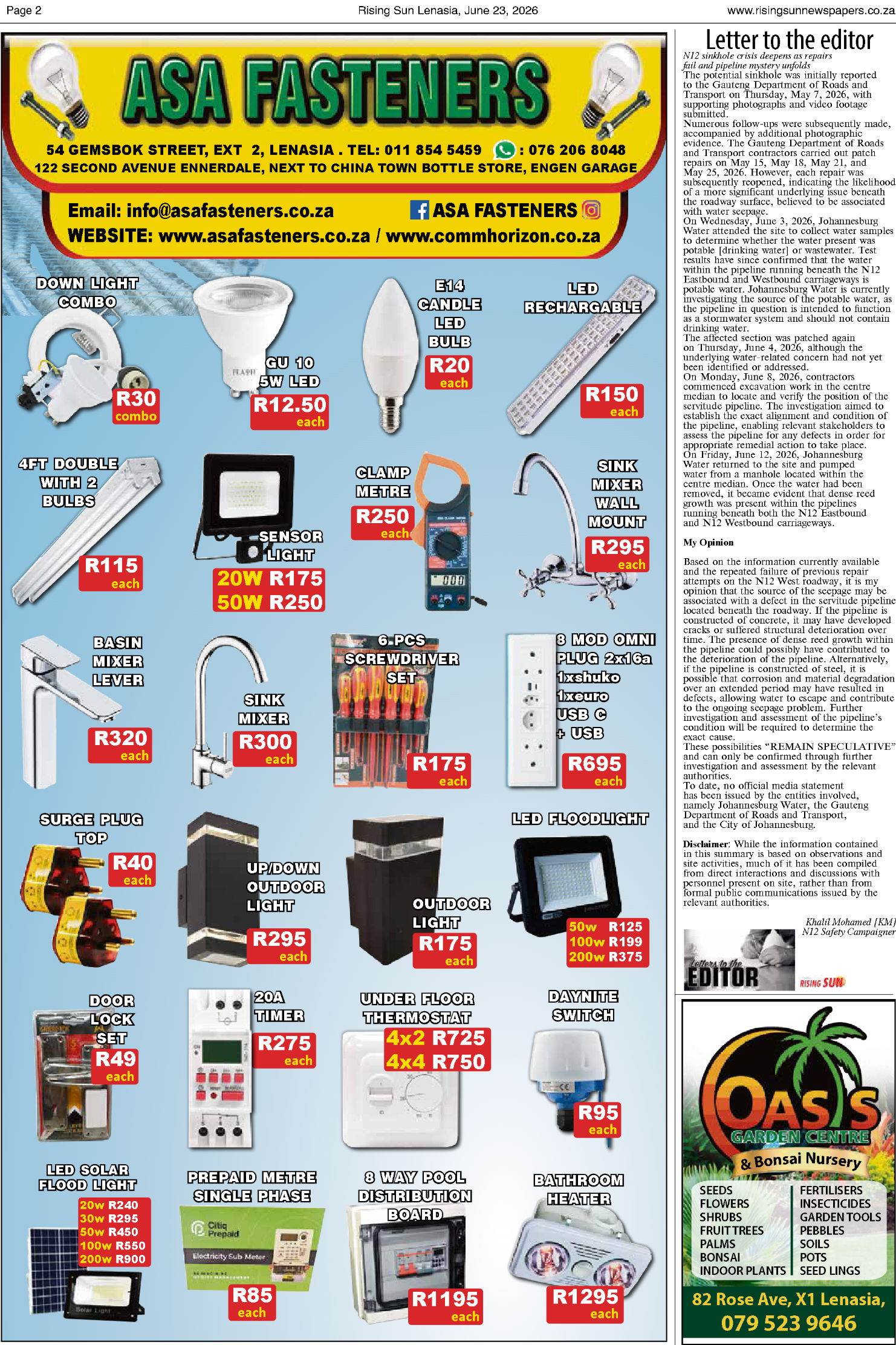 Rising Sun Lenasia E-Paper, June 23, 2026 page 2