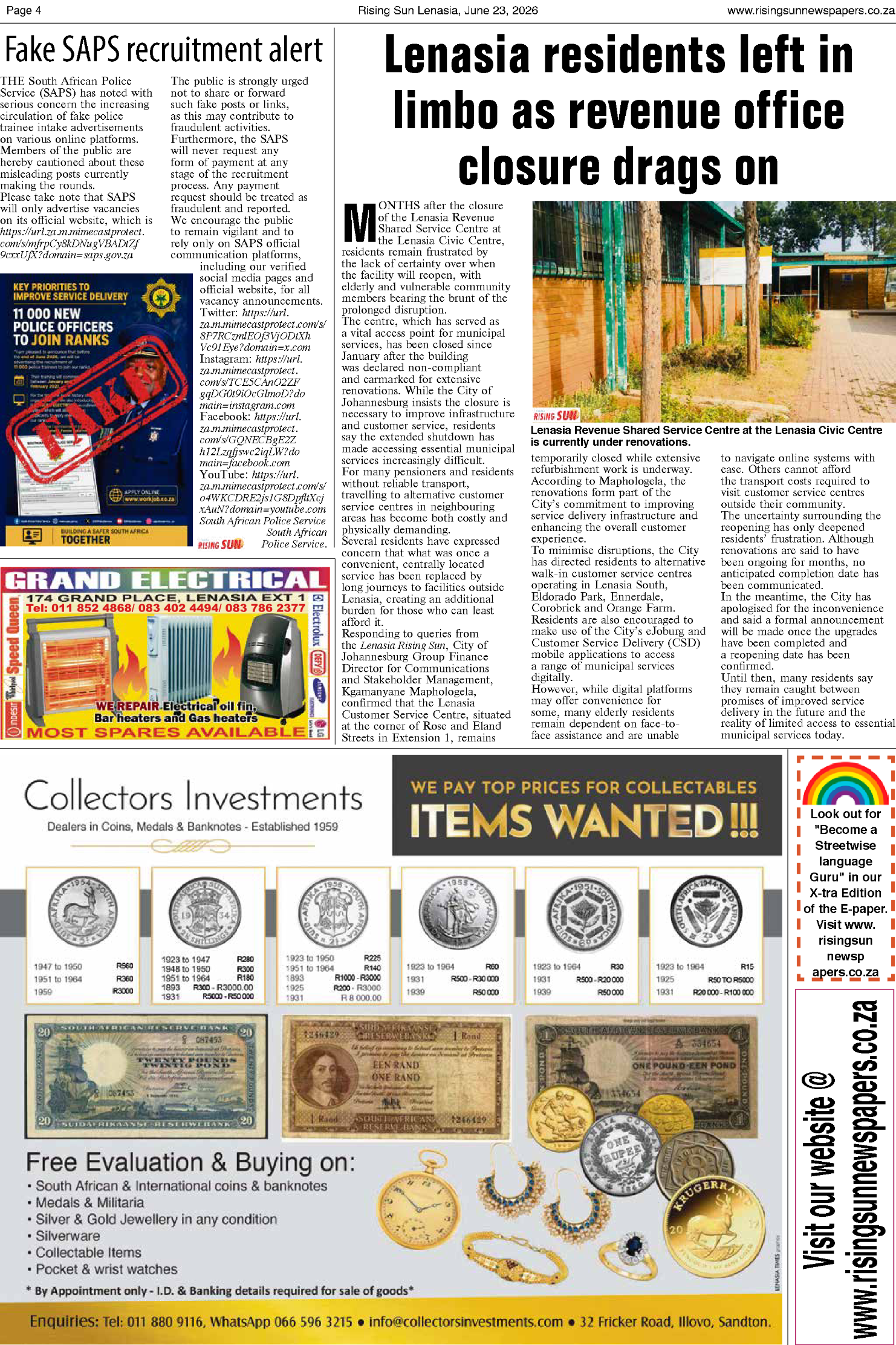 Rising Sun Lenasia E-Paper, June 23, 2026 page 4