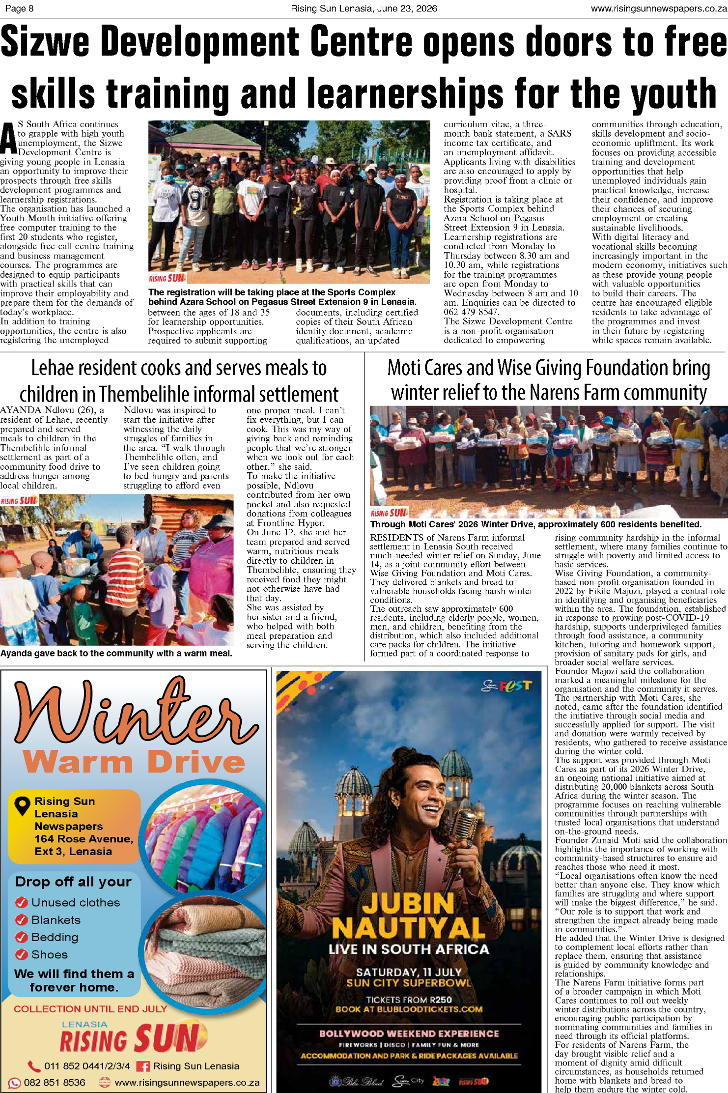 Rising Sun Lenasia E-Paper, June 23, 2026 page 8