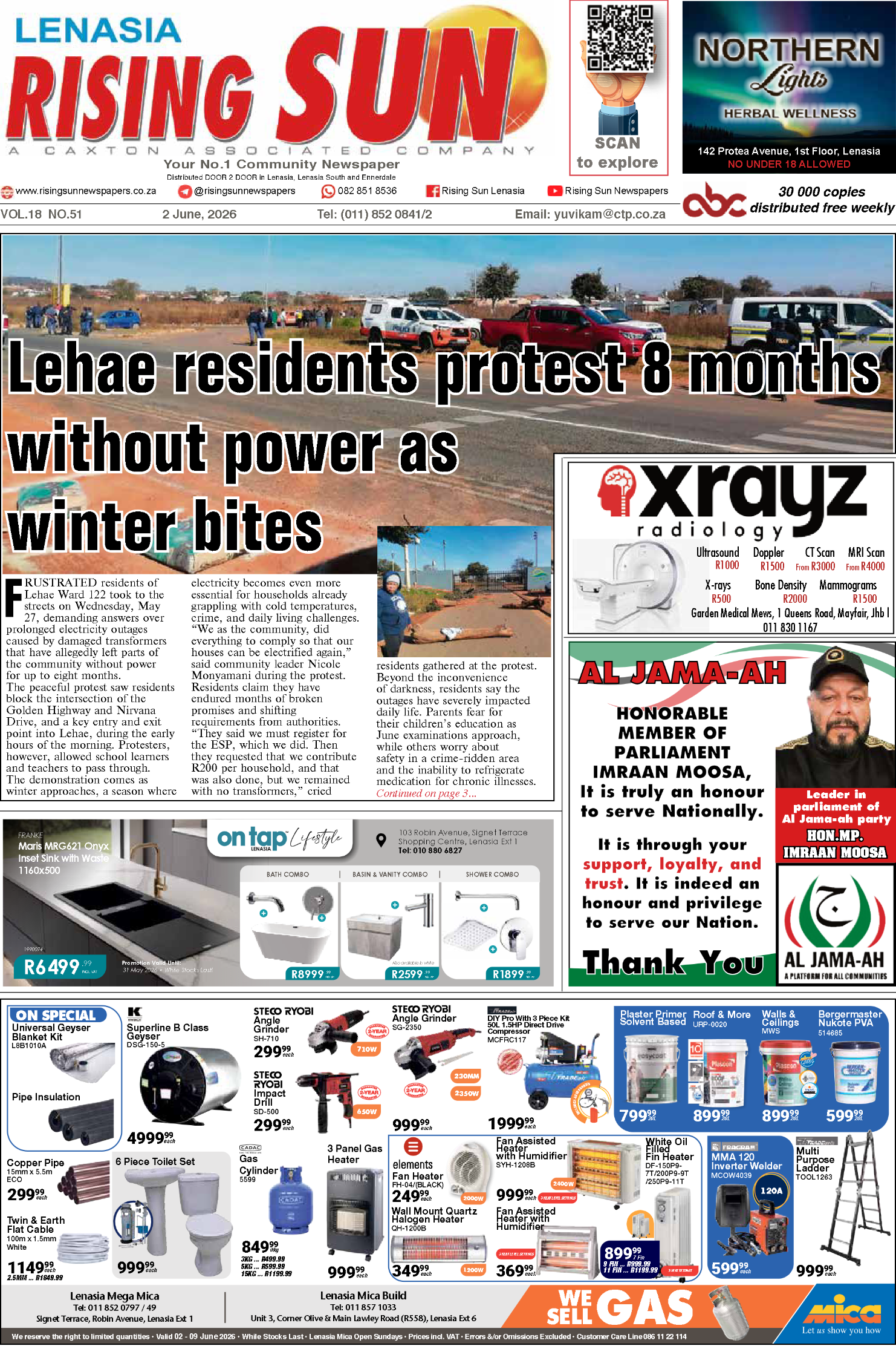 Rising Sun Lenasia E-Paper, June 2, 2026 page 1