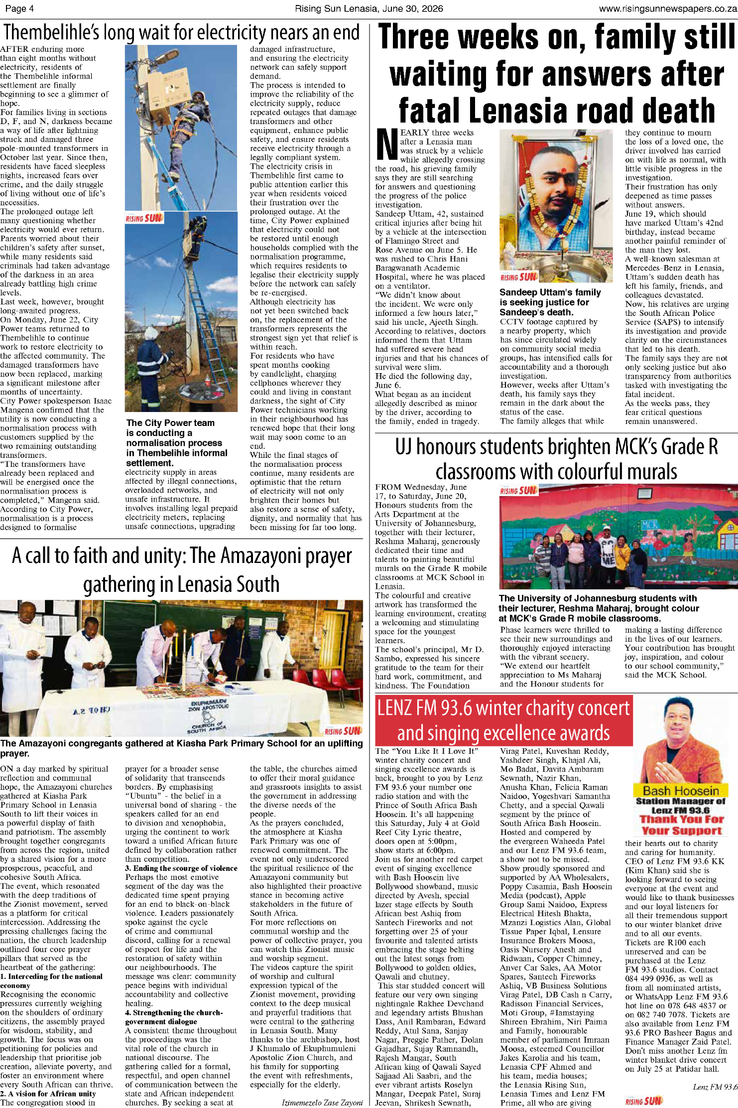 Rising Sun Lenasia E-paper June 30, 2026 page 4