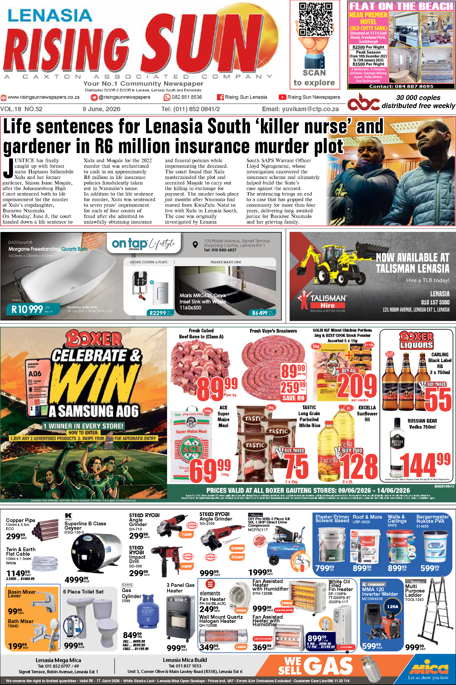 Rising Sun Lenasia E-paper June 9, 2026 page 1