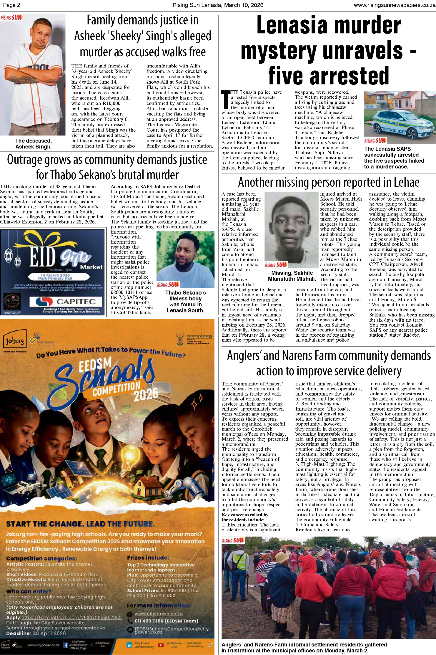 Rising Sun Lenasia E-Paper, March 10, 2026 page 2
