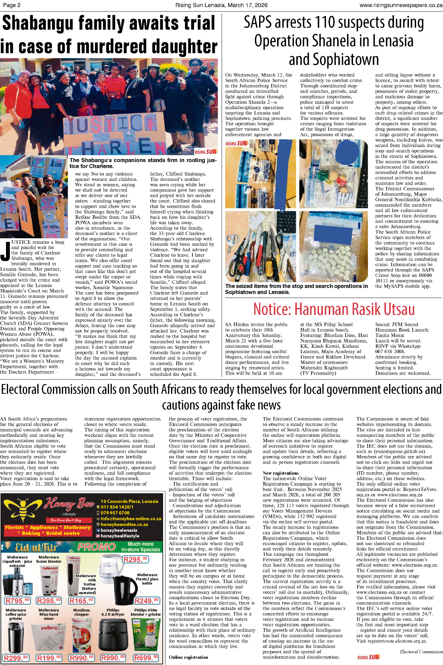 Rising Sun Lenasia E-Paper, March 17, 2026 page 2