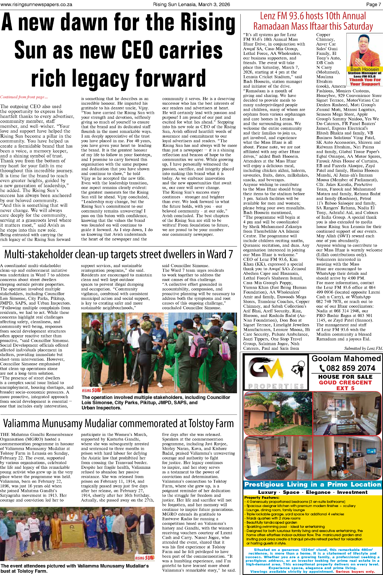 Rising Sun Lenasia E-Paper, March 3, 2026 page 7