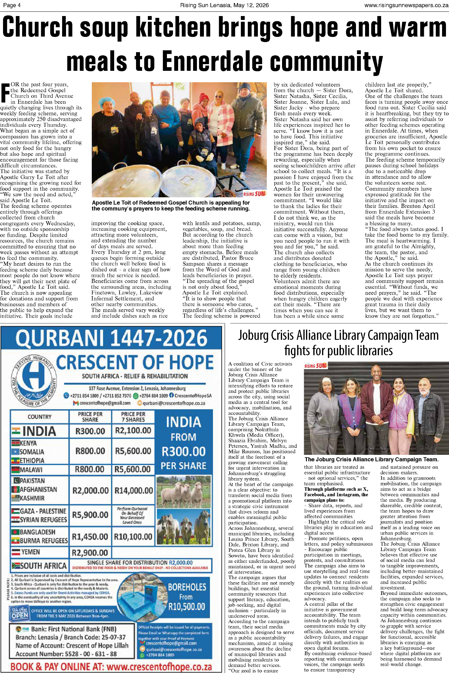 Rising Sun Lenasia E-Paper, May 12, 2026 page 4
