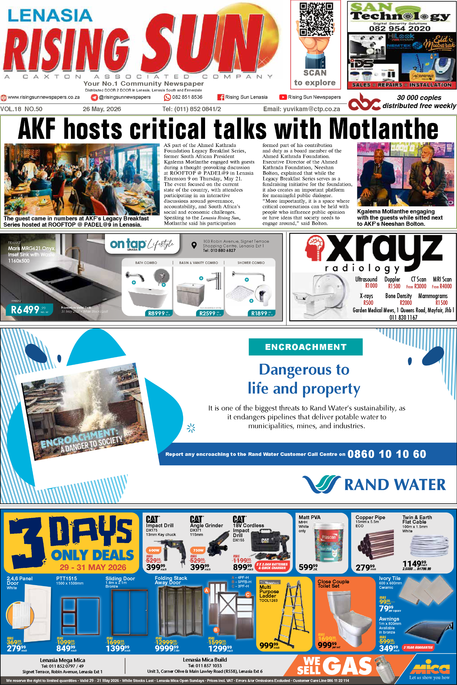 Rising Sun Lenasia E-Paper, May 26, 2026 page 1