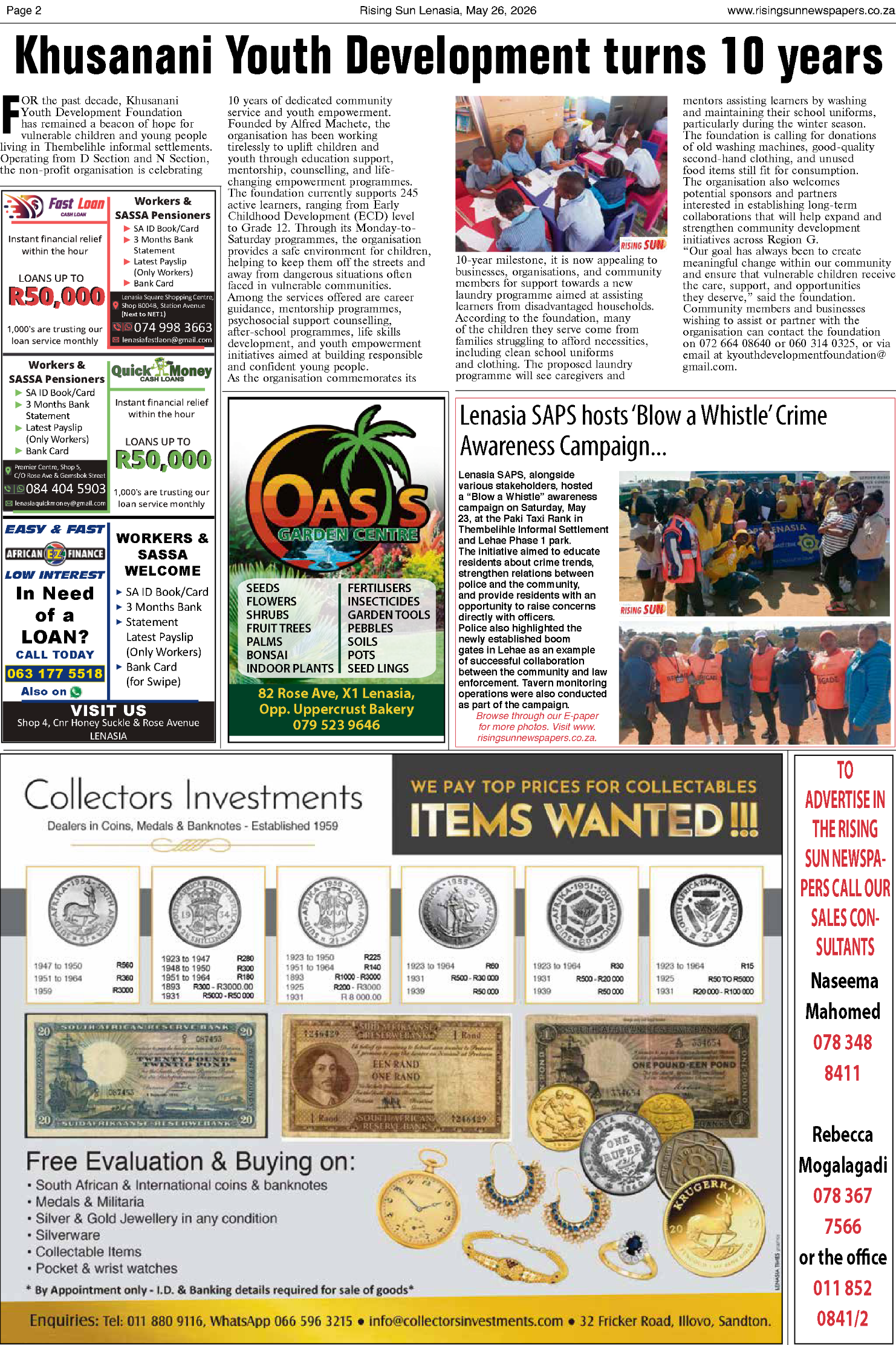 Rising Sun Lenasia E-Paper, May 26, 2026 page 2