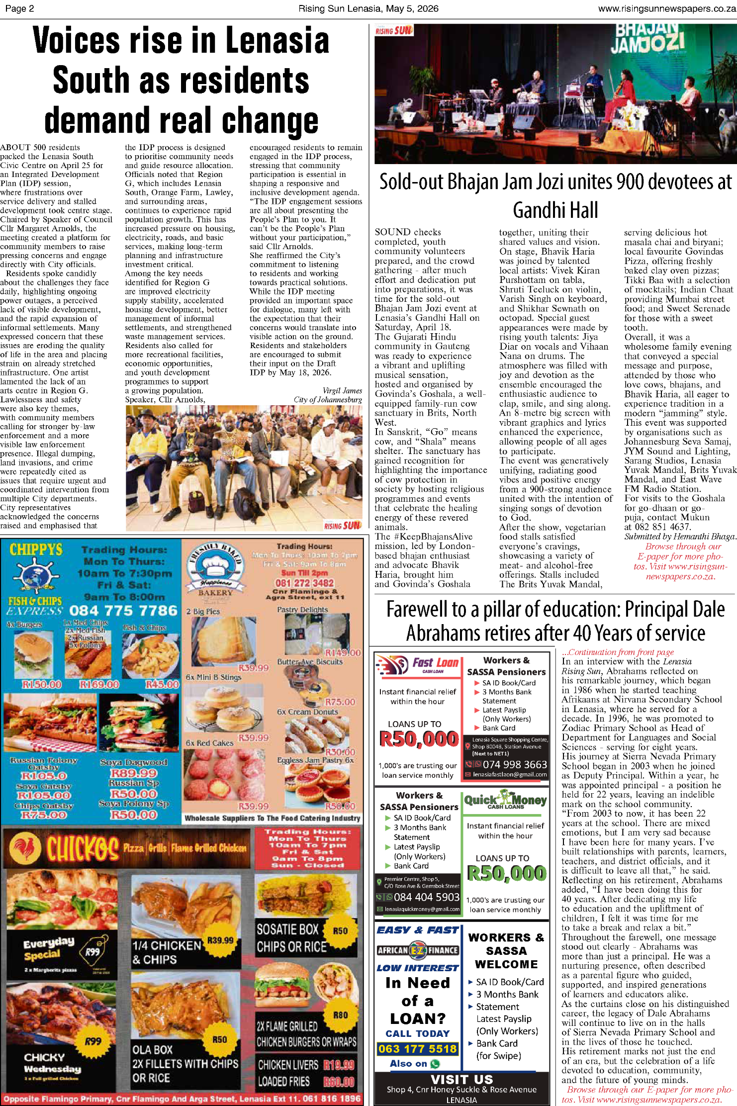 Rising Sun Lenasia E-Paper, May 5, 2026 page 2