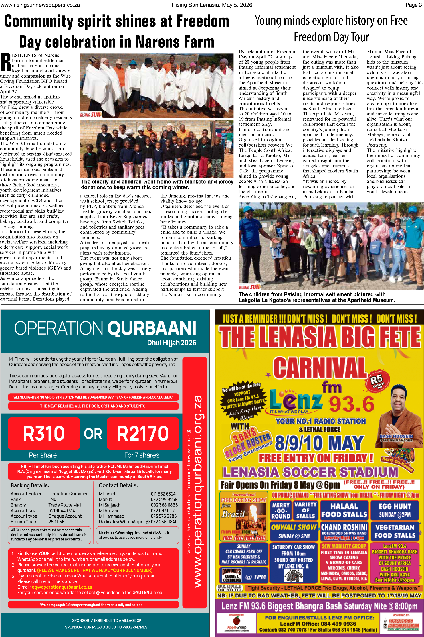 Rising Sun Lenasia E-Paper, May 5, 2026 page 3