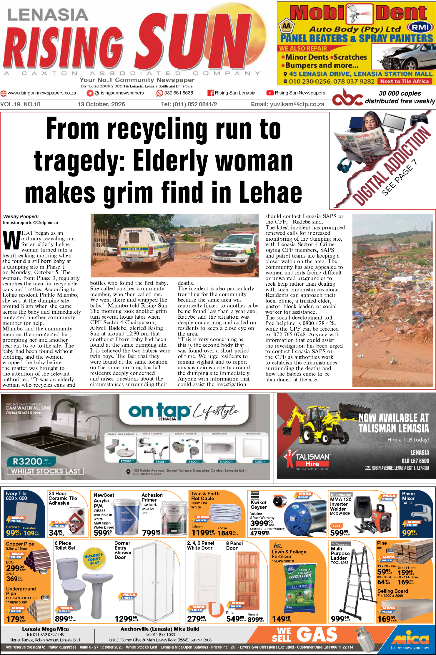 Sum Rismg Rising Sun Lenasia E-Paper, October 13, 2026 | Rising Sun Newspapers