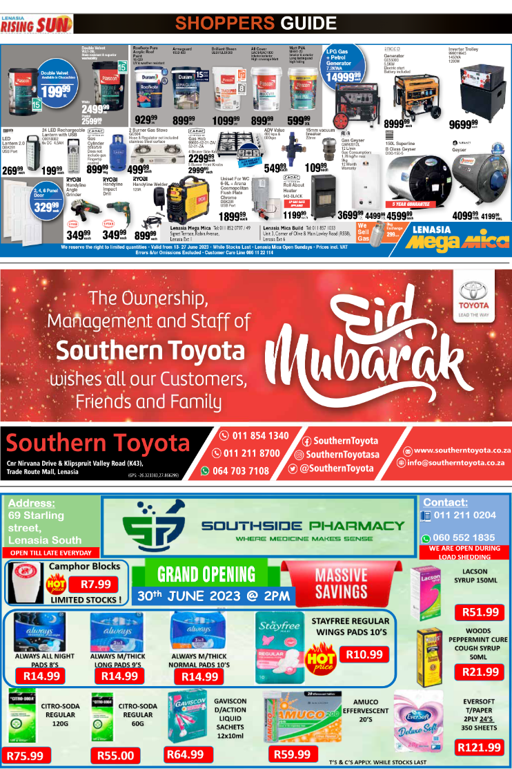 Rising Sun Lenasia SHOPPERS GUIDE End – June page 4