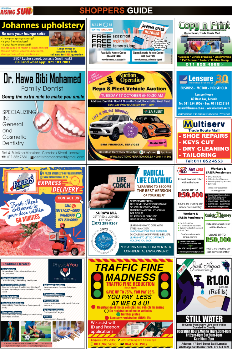 Rising Sun Lenasia SHOPPERS GUIDE MID – OCTOBER page 2