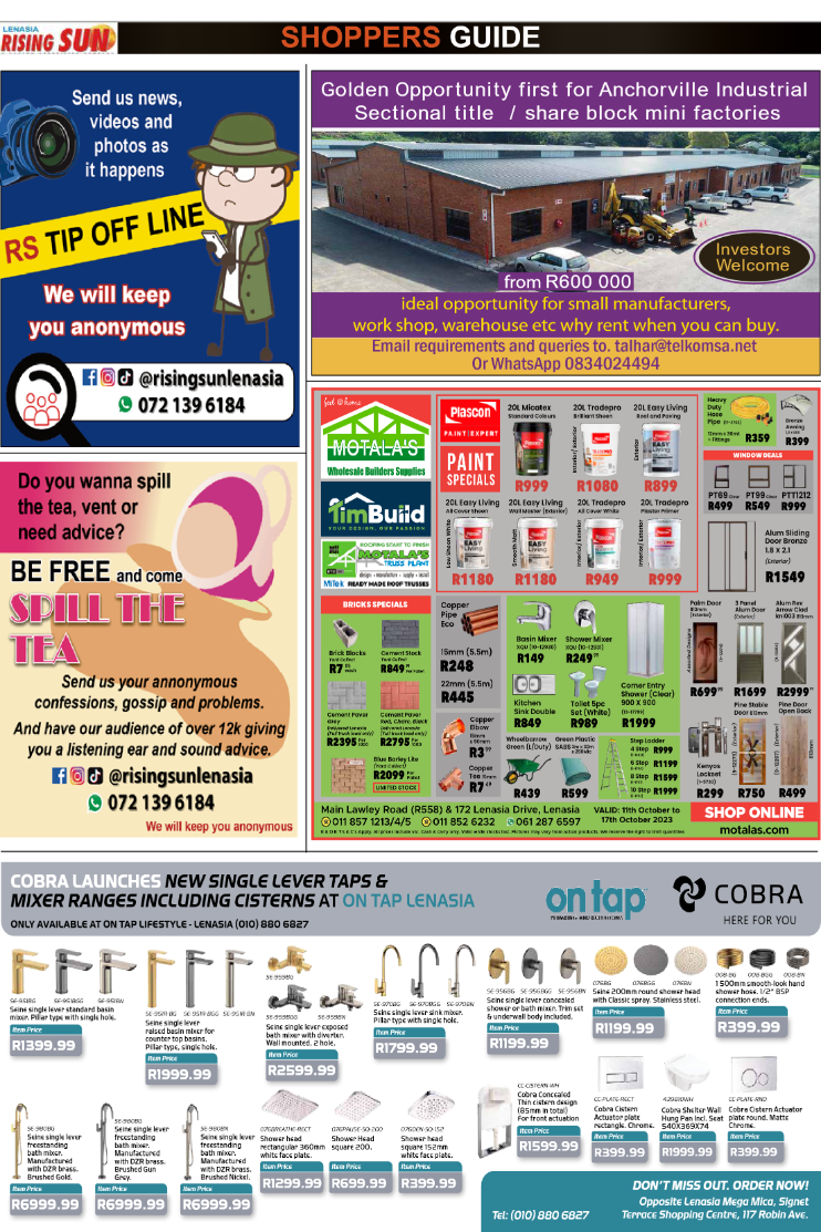 Rising Sun Lenasia SHOPPERS GUIDE MID – OCTOBER page 4