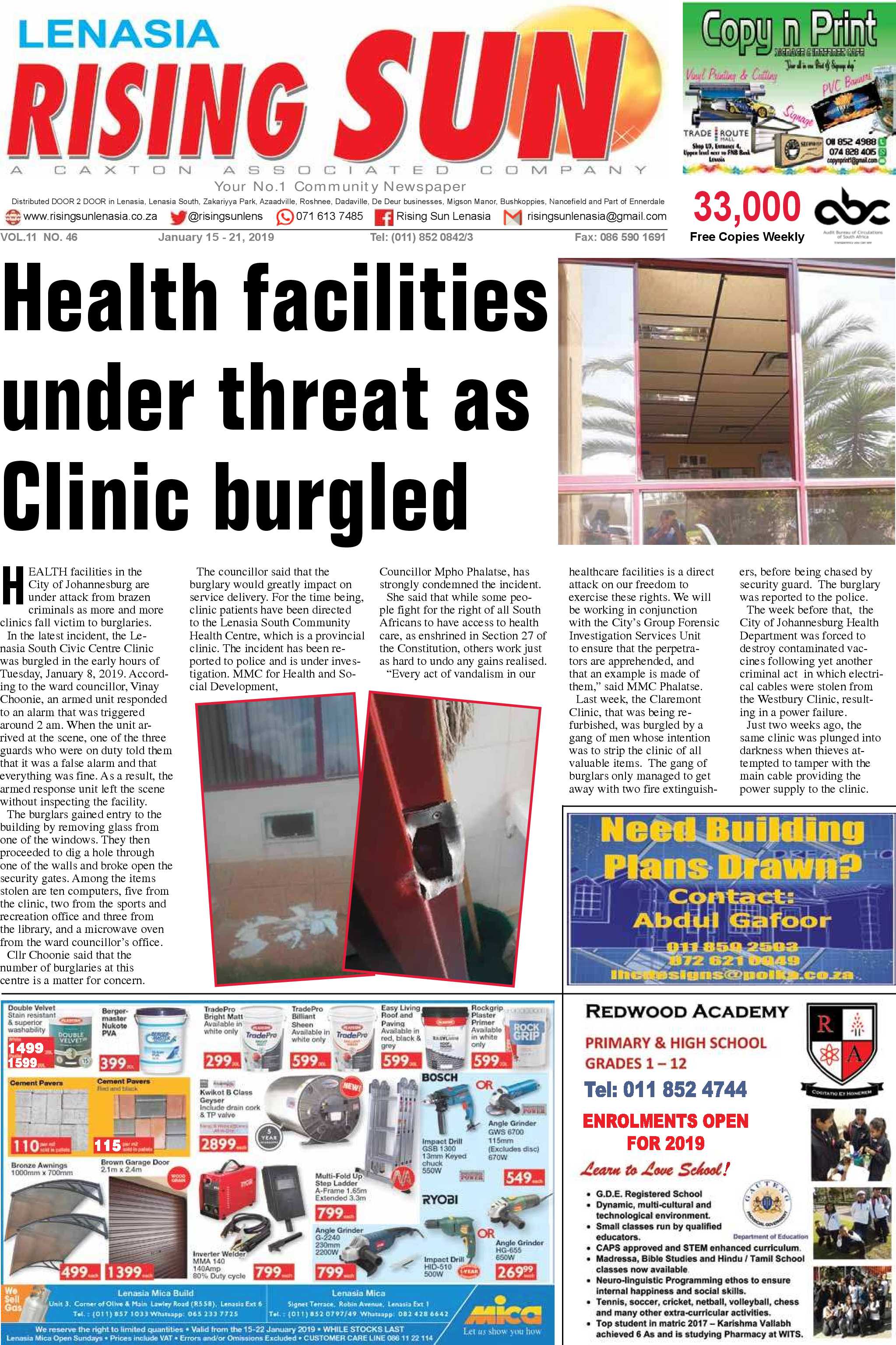 Rising Sun Lenasia Vol 11 No 46 January 15 - 21, 2019 