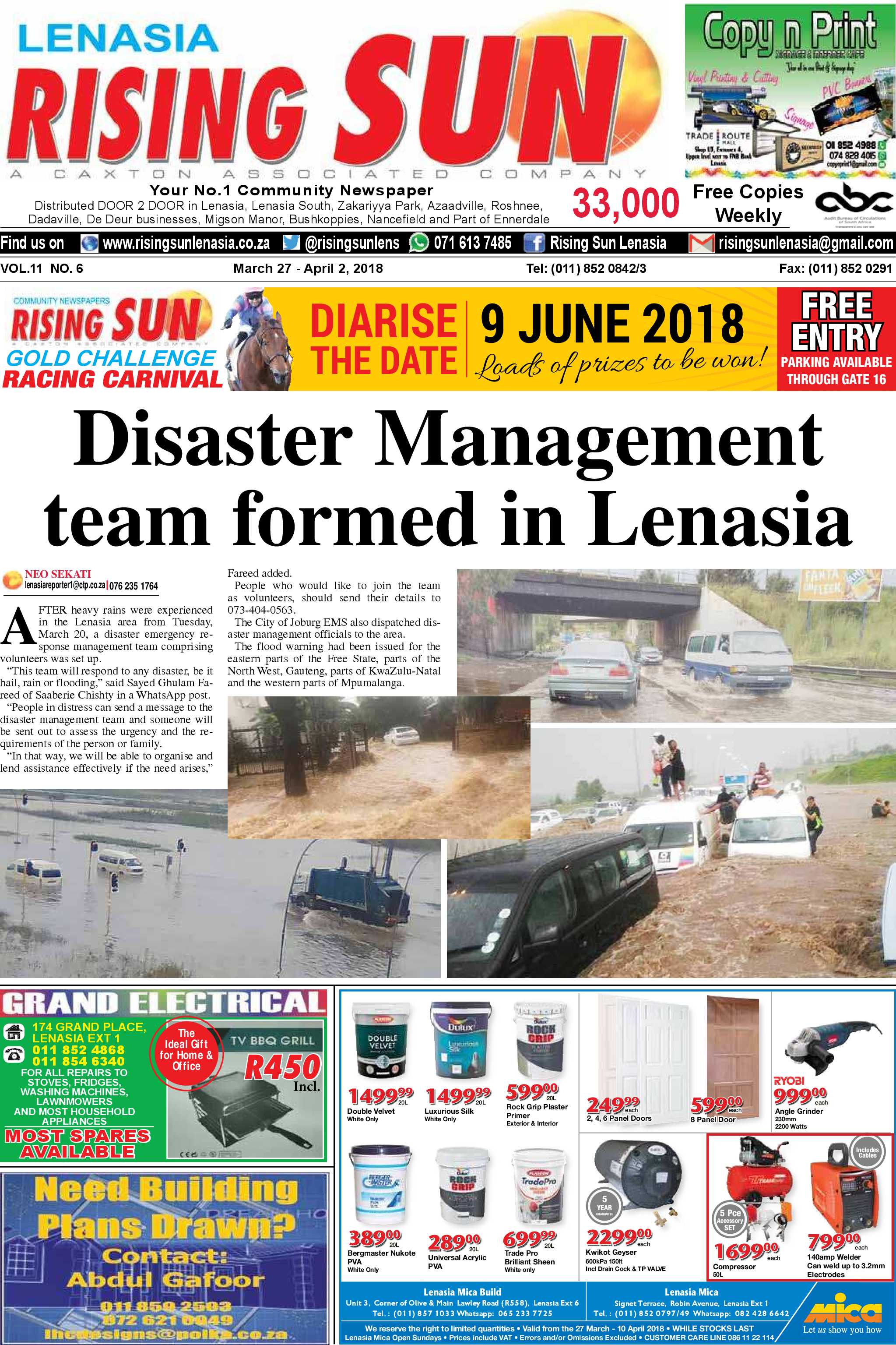 Rising Sun Lenasia Vol 11 No 6 March 27 - April 2, 2018 
